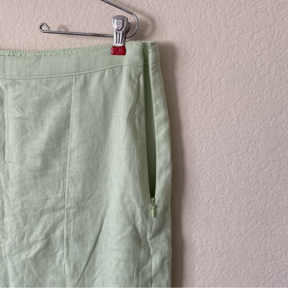 NWT Abercrombie & Fitch Linen Blend High Waist Slit Green A Line Mini Skirt - Picture 5 of 6